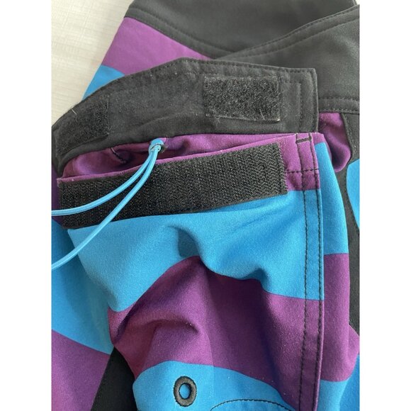 Quiksilver Board Shorts Mens 38 Purple Blue Stripe Cypher 4-Way Stretch Surf - Picture 12 of 14